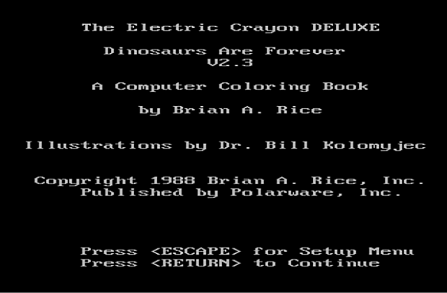 Electric Crayon- Dinosaurs are Forever, The DOS Game